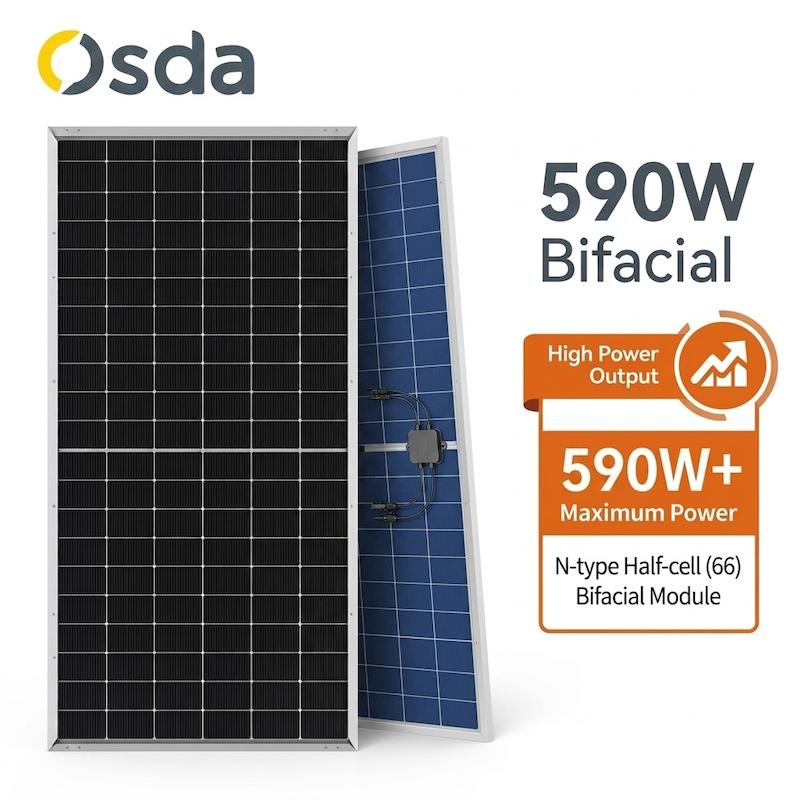 پنل خورشیدی برند اوسدا OSDA مدل 590 وات بایفیشیال
