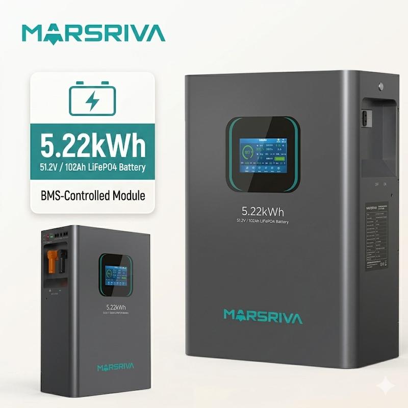 باتری لیتیوم برند مارسریوا  Marsriva مدل MR-LFP48-100-WMD ظرفیت 5.22kWh