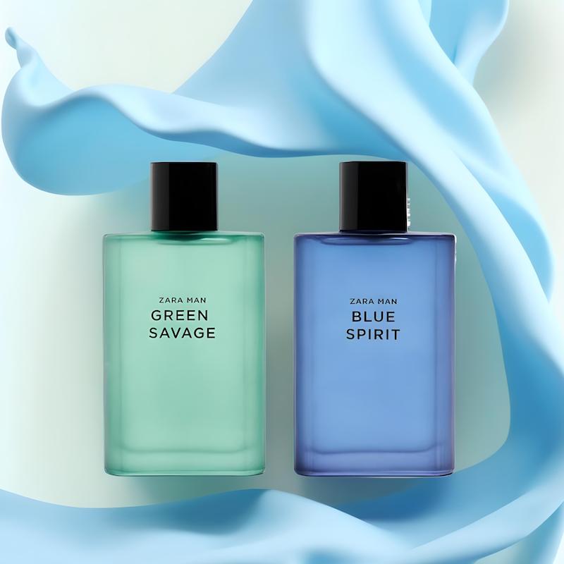 عطر زارا سوج و بلو اسپیریت بسته بندی دوتایی ZARA MAN GREEN SAVAGE + ZARA MAN BLUE SPIRIT EAU DE TOILETTE 2 X 90 ML ادکلن مردانه.