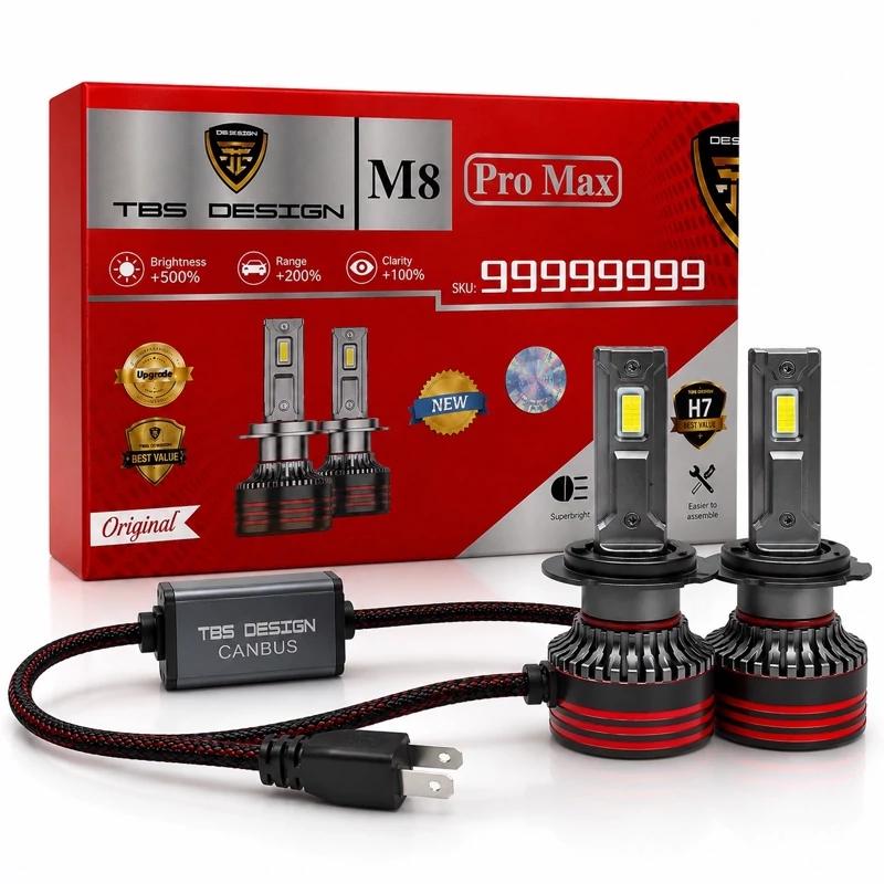 هدلایت M8 PRO MAX برند توبیز پایه H7 سری جدید بسته 2 عددی