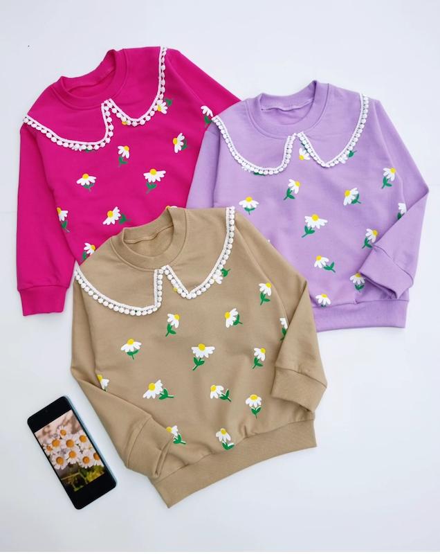 بلوز یقه ب ب طرح گل کد 4459