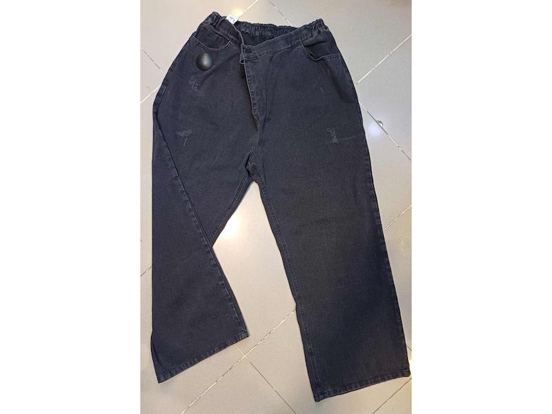 شلوار نیم بگ سایز بزرگ زغالی و مشکی