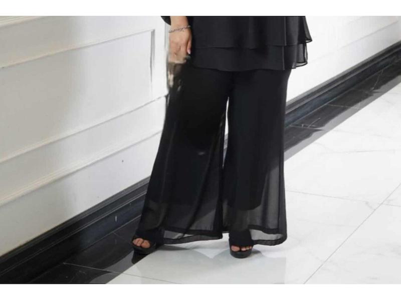 دامن شلواری پلیسه حریر زیر استر دار ۴۶تا۵۲ سایزبزرگ