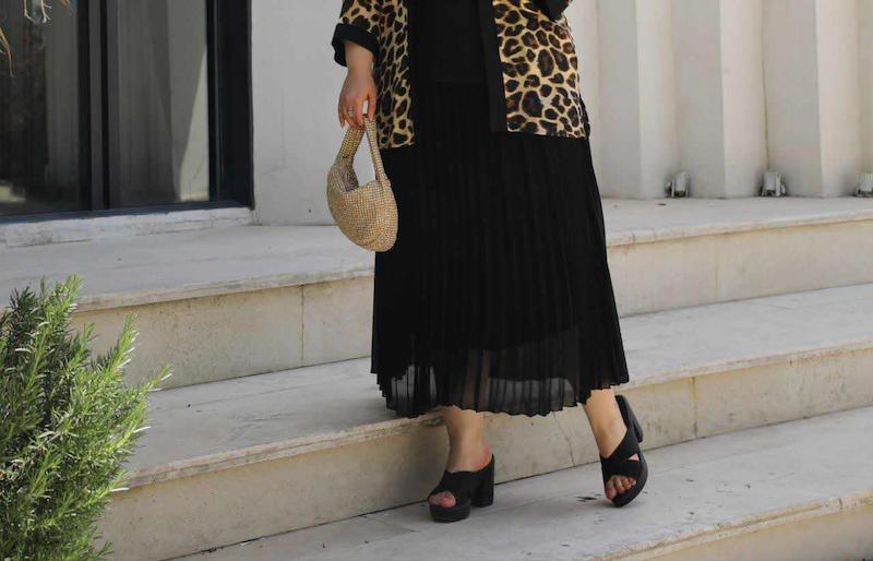 دامن حریر پلیسه زیر استر دار سایز بزرگ ۴۸تا۵۸