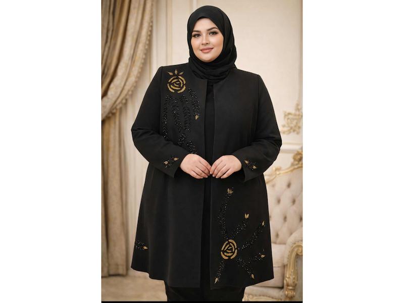 مانتو کتی کرپ سایز بزرگ کار شده۴۸تا۶۴