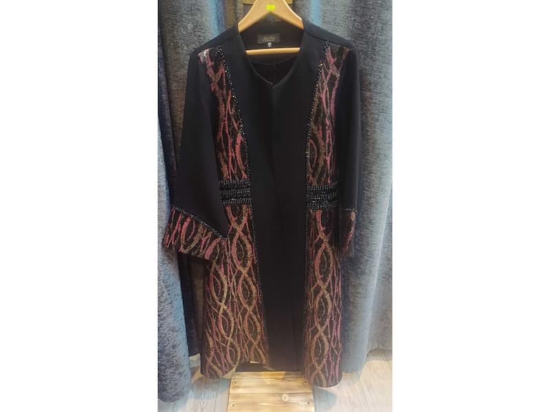 مانتو مجلسی مزونی ترکیب با ژاکاردپارچه مرویجت