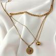گردنبند لوکس سه زنجیره با پلاک سکه‌ای الیزابت
