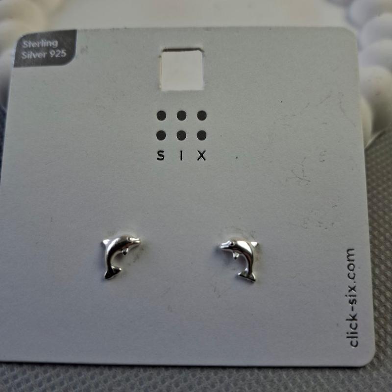 گوشواره میخی دلفین نقره استرلینگ  – مدل “موجِ ناب