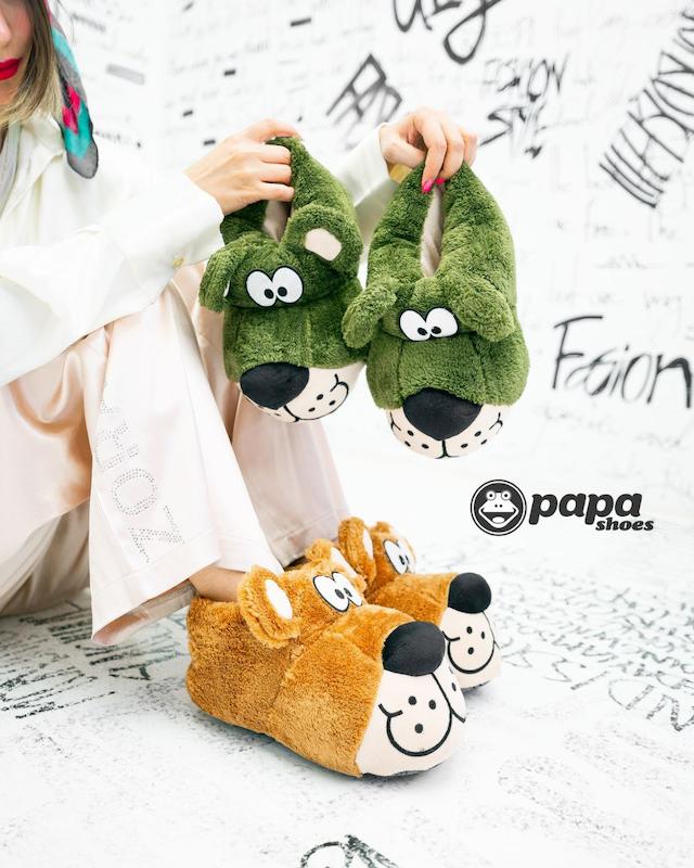 دمپایی زنانه حوله ای و بچه گانه حوله ای پولیشی جسی بیستراک برند پاپا پاپوش عروسکی 