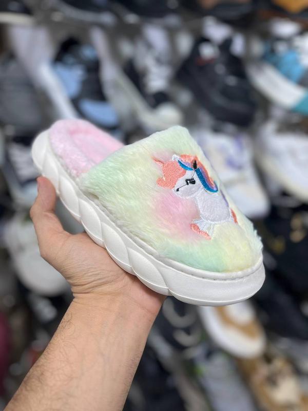 دمپایی عروسکی بچه گانه پاپوش پولیشی بچه گانه یونیکورن پاپا مدل یونیکورن ست مادر دختر سایز ۲۵ الی ۴۰