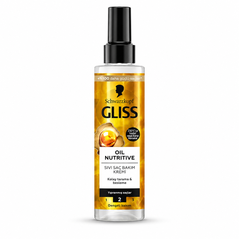 اسپری دوفاز مغذی مراقبت مو آبرسان گلیس Oil Nutririve Hydrating Hair Spray Schwarzkopf Gliss