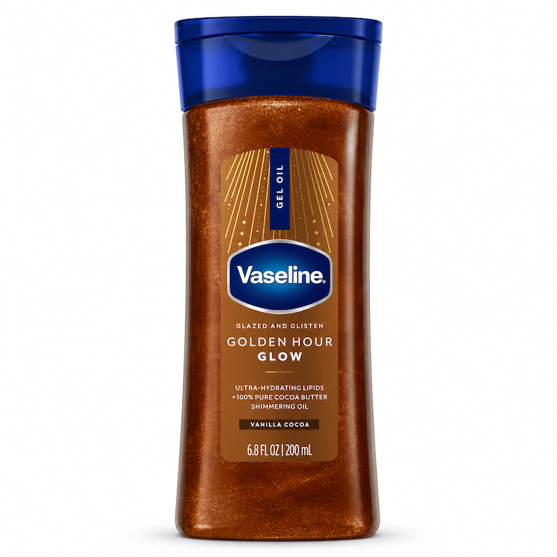 روغن شیمر بدن وازلین گلدن آور گلو وانیل و کاکائو Vaseline Golden Hour Glow Shimmer Body Oil