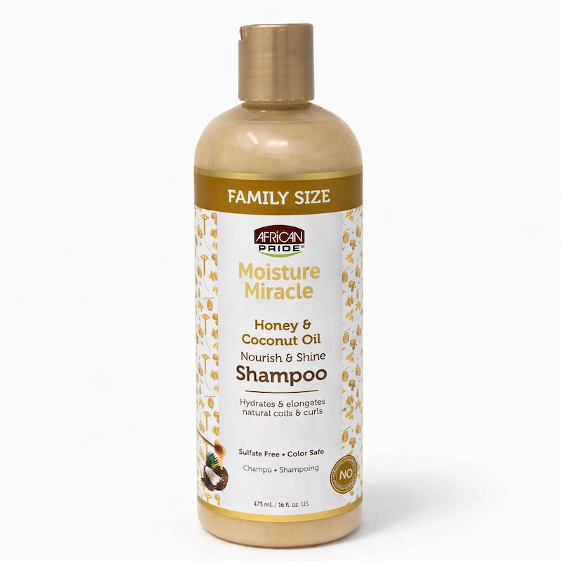شامپو عسل و روغن نارگیل آفریکن پراید African Pride Moisture Miracle Honey & Coconut Oil Shampoo 473ML