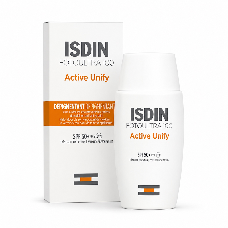 مایع ضد آفتاب روشن کننده بی رنگ اکتیو یونیفای ایزدین sunscreen Active Unifying Liquid lightening SPF 50 Isdin