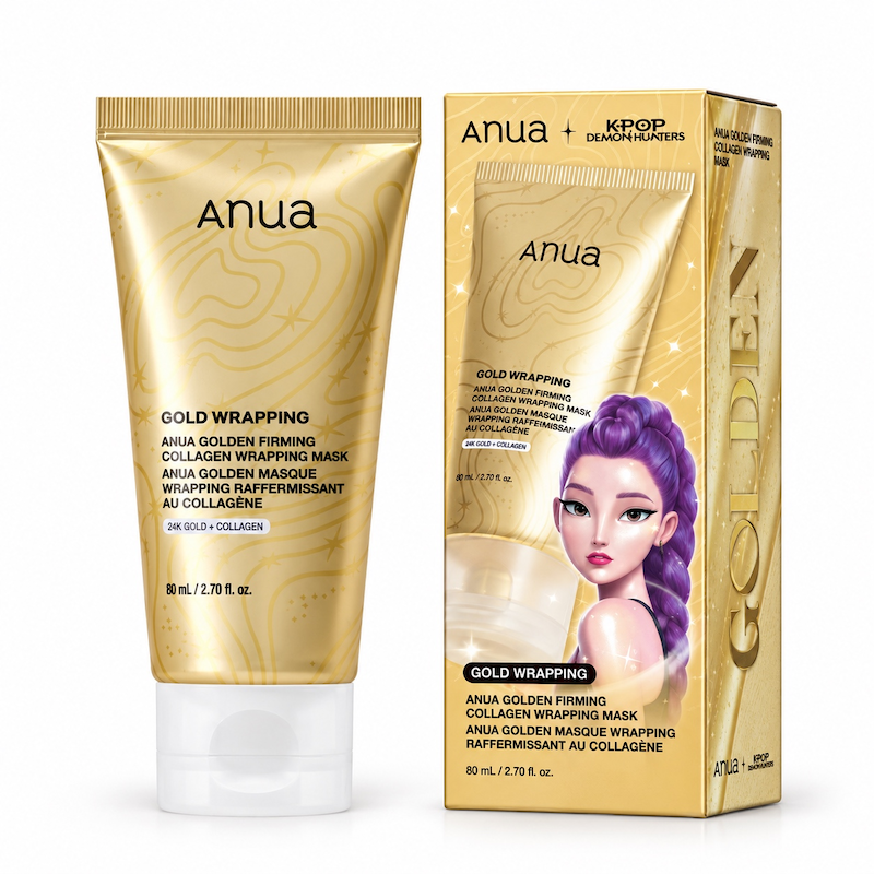 ماسک شب لیفت کننده و درخشان کننده طلای ۲۴ و کلاژن آنوا Anua Golden Firming Collagen Wrapping Mask Kpop Demon hunters Collaboration