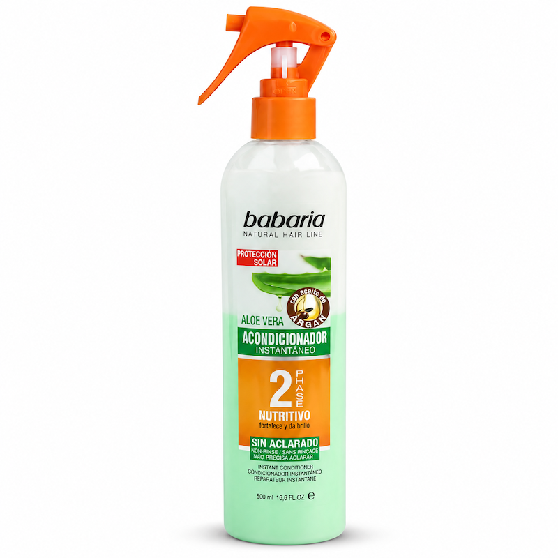اسپری دو فاز مراقبت مو احیا کننده آلوئه ورا باباریا Aloevera 2Phase regenerative hair spray Babaria