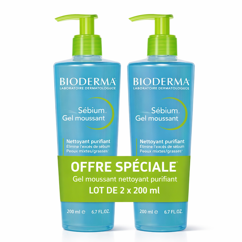 ژل دو قلو شست و شوی صورت پوست چرب سبیوم بایودرما BIODERMA