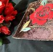 رومیزی سوخته کاری  مخمل ، قاب مخمل سایز ۱۸ در ۱۸
