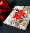 رومیزی مخمل سوخته کاری قاب مخمل سوخته کاری طرح بهشت ۳ سایز ۱۸ در ۱۸ 