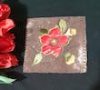 رومیزی مخمل سوخته کاری قاب مخمل سوخته کاری طرح بهشت ۳ سایز ۱۸ در ۱۸ 