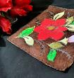 .  .  رومیزی مخمل سوخته کاری ترکیبی ، قاب مخمل سوخته کاری ۱۸ در ۱۸ طرح بهشت ۶  