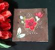 .  .  رومیزی مخمل سوخته کاری ترکیبی ، قاب مخمل سوخته کاری ۱۸ در ۱۸ طرح بهشت ۷ دارای آستر   برندینگ  صادراتی  مناسب جهت تکه دوزی 