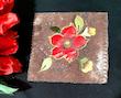 .  رومیزی مخمل سوخته کاری ترکیبی ، قاب مخمل سوخته کاری ۱۸ در ۱۸ طرح بهشت ۱۰  