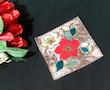.  .  رومیزی مخمل سوخته کاری ترکیبی ، قاب مخمل سوخته کاری ۱۸ در ۱۸ طرح بهشت ۱۲