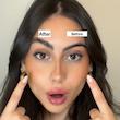 ژل حالت دهنده ابرو NYX The Brow Glue با قدرت نگهداری بالا برند NYX - نمونه قبل و بعد استفاده