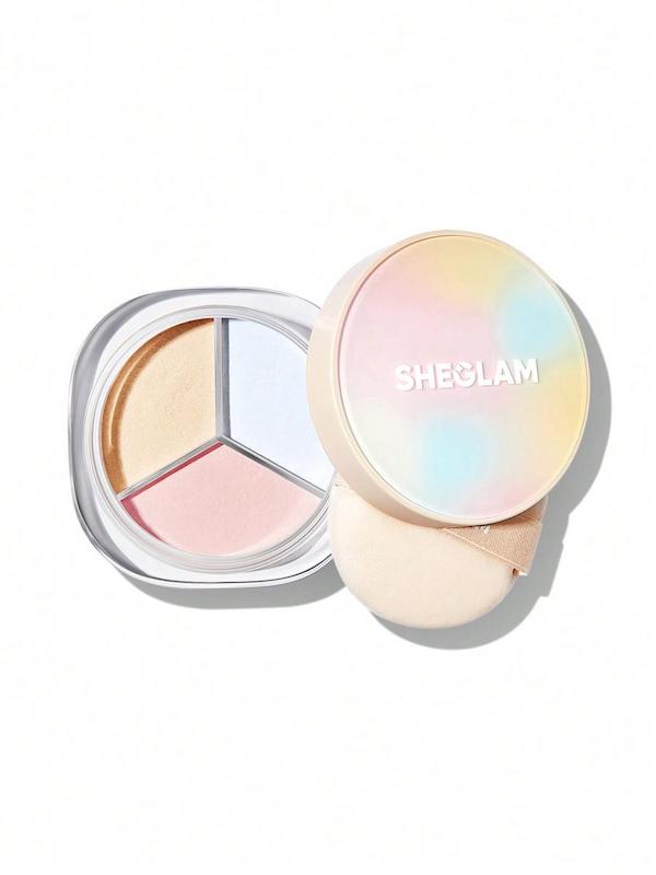 پودر فیکس سه رنگ درخشان شیگلم مدل Radiance Ring | SHEGLAM Radiance Ring 3-In-1 Correcting Setting Powder