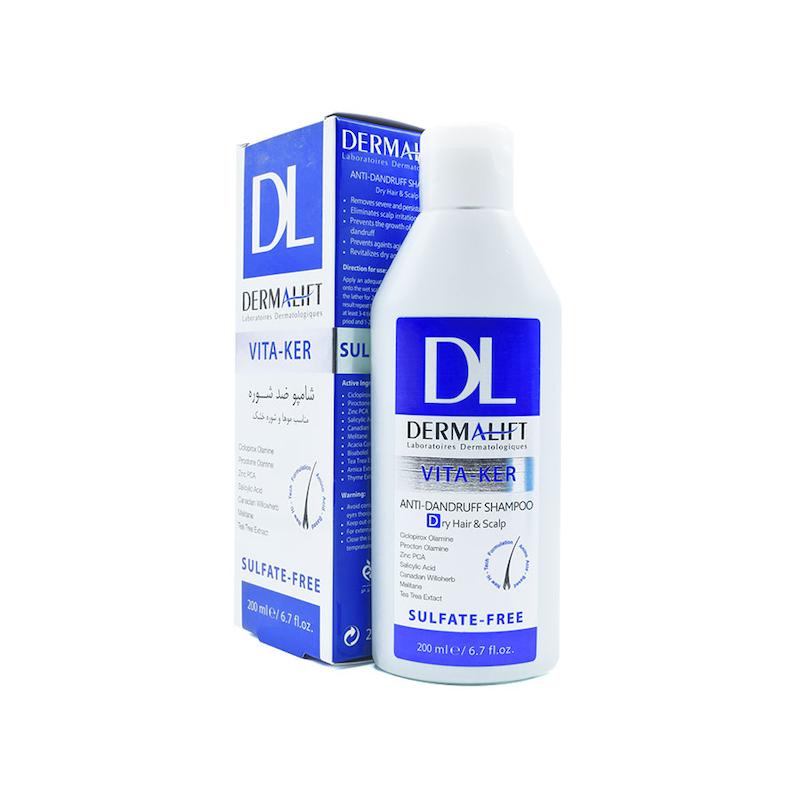 شامپو ضد شوره درمالیفت Dermalift بدون سولفات مناسب موهای خشک حجم 200 میلی لیتر 