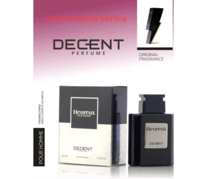 ادکلن برندDECENT دیسنت مردانه پرفیوم رایحه ی اورجینال بد بوی پرفیوم 100 میل مدل HEUREUX
