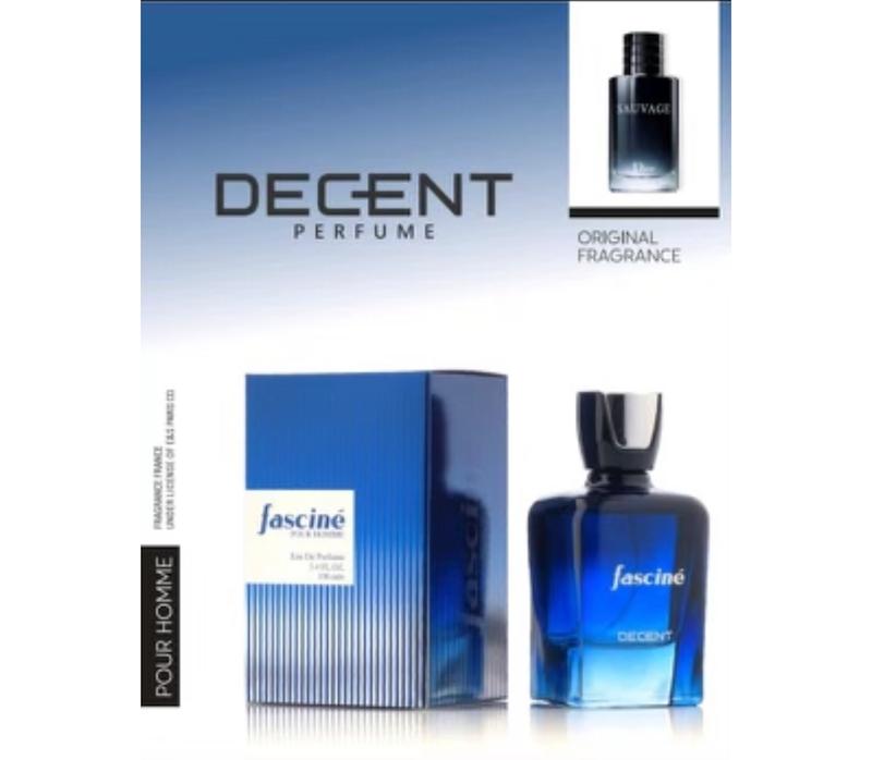 ادکلن برندDECENT دیسنت مردانه رایحه ی اورجینال ساواج مدل FASCINE حجم 100 میل