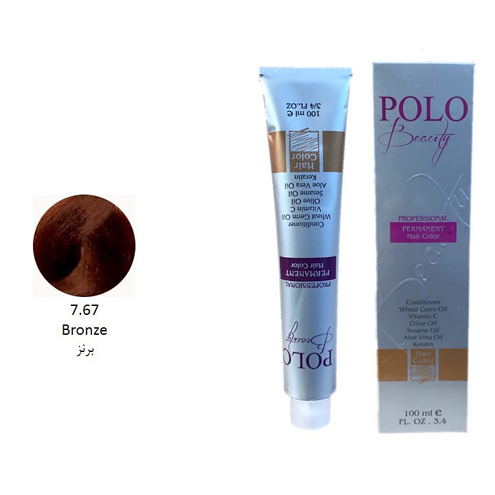 رنگ مو پلو بیوتی POLO حجم 100 میلی لیتر شماره 7.76 برنز (بدون سولفات)