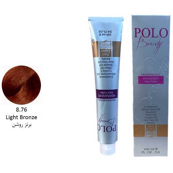 رنگ مو پلو بیوتی POLO حجم 100 میلی لیتر شماره 8.76 برنز روشن (بدون سولفات)
