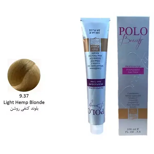 رنگ مو پلو بیوتی POLO حجم 100 میلی لیتر شماره 9.37 بلوند کنفی روشن (بدون سولفات)