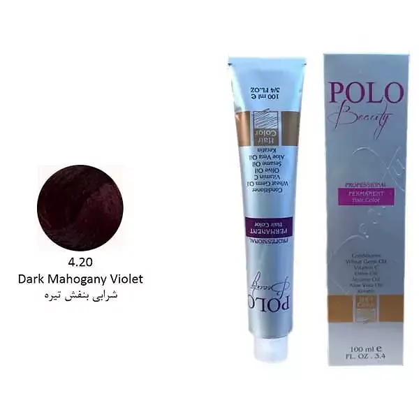 رنگ مو پلو بیوتی POLO حجم 100 میلی لیتر شماره 4.20 شرابی بنفش تیره (بدون سولفات)