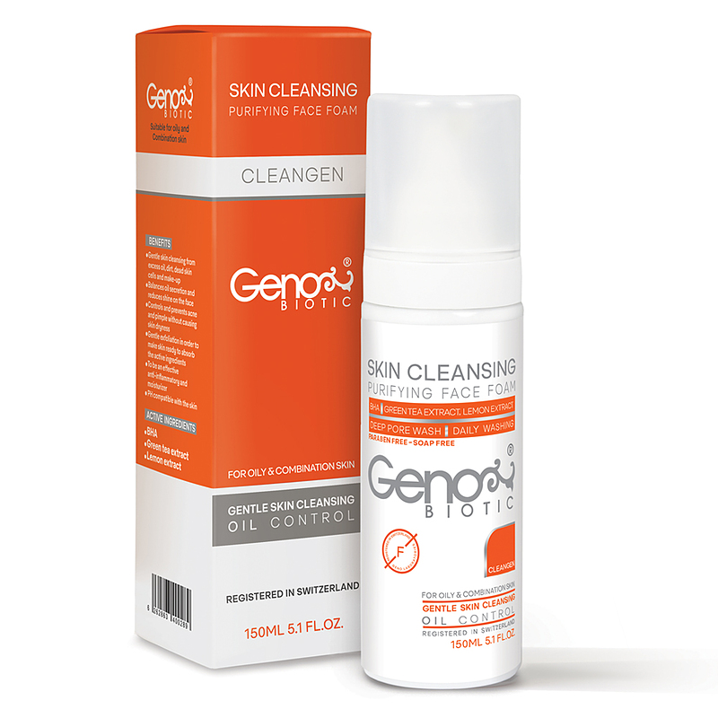فوم شستشوی صورت ژنوبایوتیک Geno Biotic مناسب پوست های چرب و مختلط حجم 150 میل