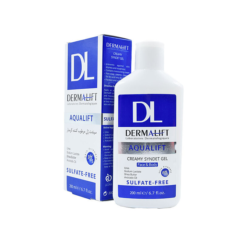 ژل شستشوی (سیندت ژل) غیر صابونی کرم دار آکوالیفت Aqualift درمالیفت Dermalift حجم 200 میل