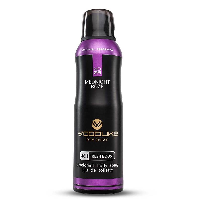 اسپری بدن زنانه میدنایت رز وودلایک حجم 200 میلی لیتر Woodlike Midnight Rose Body Spray for Women 200 ml
