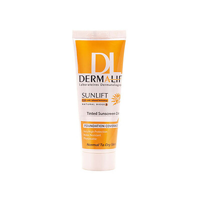 کرم ضد آفتاب رنگی SPF50 سانلیفت مناسب پوست های معمولی و خشک شماره 2 بژ طبیعی درمالیفت DERMALIFT حجم 40 میل