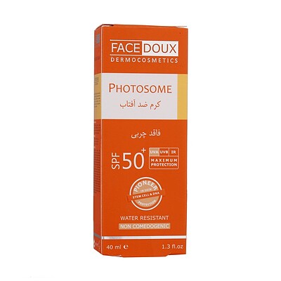 کرم ضد آفتاب بی رنگ فیس دوکس FACE DOUX مدل Photosome مناسب پوست های چرب حجم 40 میل