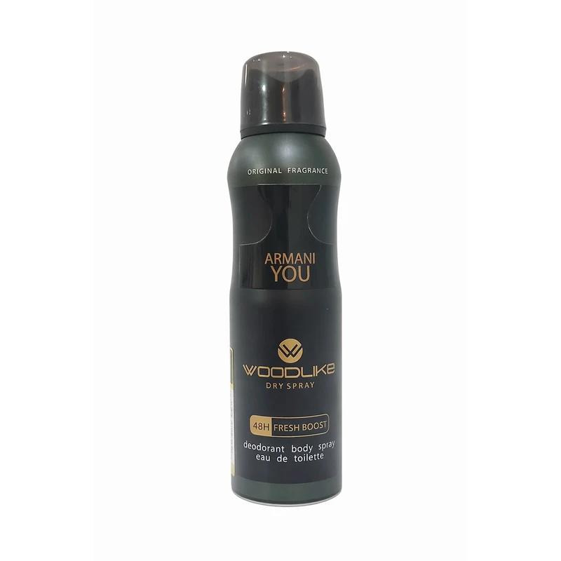 اسپری دئودورانت و خوشبو کننده بدن مردانه وودلایک WOODLIKE مدل ARMANI YOU حجم 200 میلی لیتر