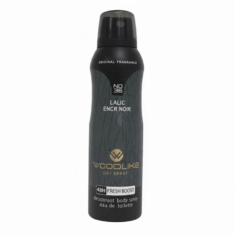  اسپری دئودورانت و خوشبو کننده بدن مردانه وودلایک WOODLIKE مدل لالیک انسر نویر LALIC ENCR NOIR حجم 200 میلی لیتر