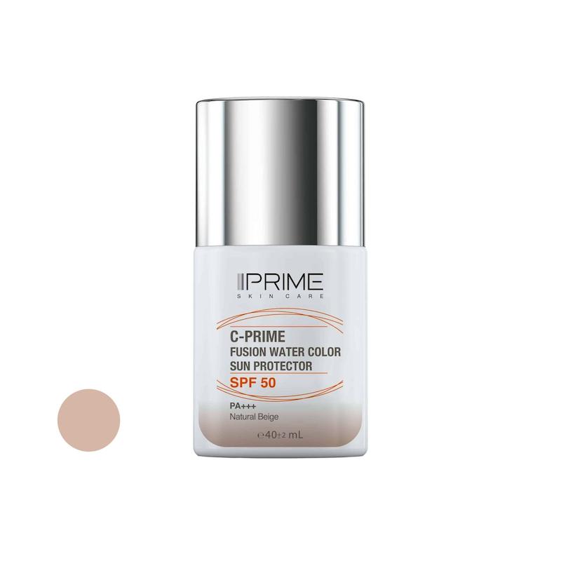 فلوئید ضد آفتاب رنگی SPF50 حاوی ویتامین C فیوژن واتر پریم PRIME (پرایم) بژ طبیعی حجم 40 میلی لیتر