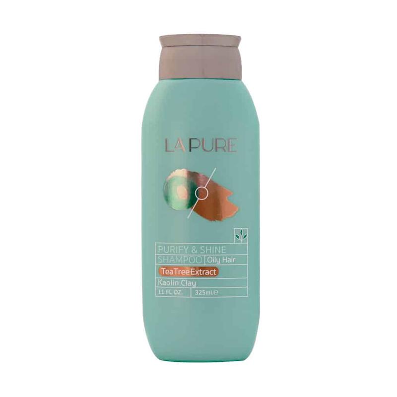 شامپو کنترل کننده چربی پوست سر حاوی روغن درخت چای لپیور LAPURE حجم 325 میل