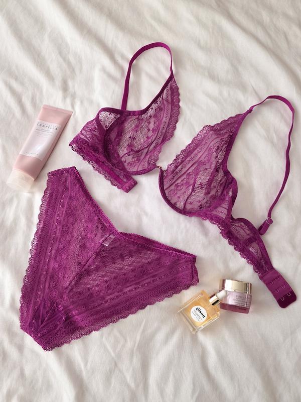 ست سوتین شورت بنفش