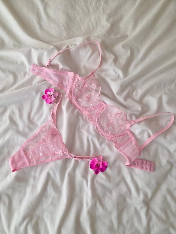 ست شکوفه ریز صورتی