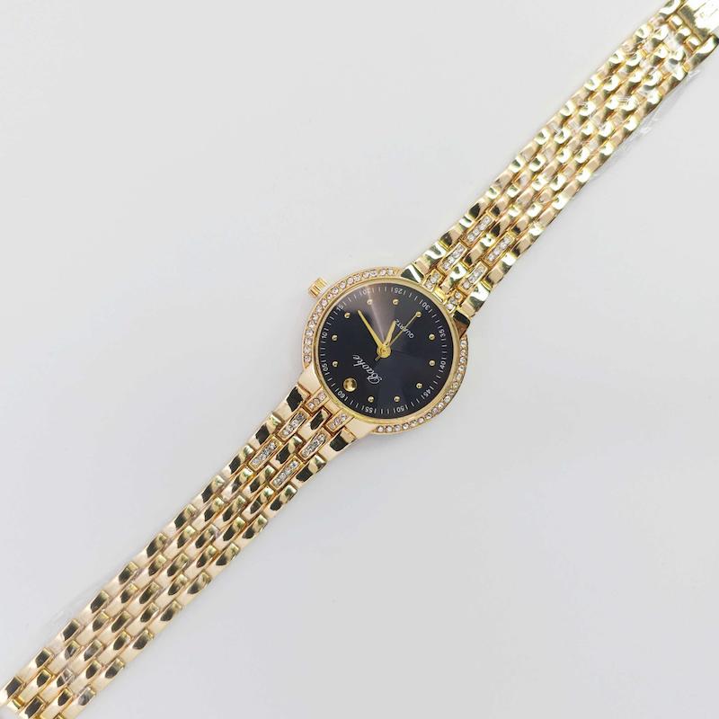 ساعت مچی زنانه باوک Baoke نگین دار با موتور کوارتز صفحه مشکی کد 4956