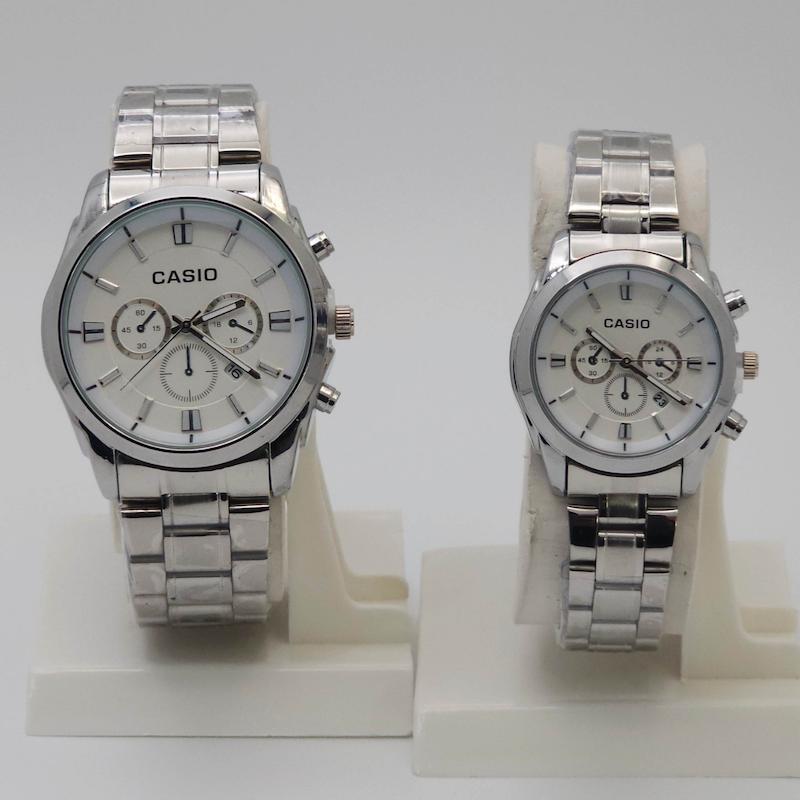 ساعت مچی ست مردانه و زنانه کاسیو Casio سبک 3موتوره و تمام استیل کد 1128